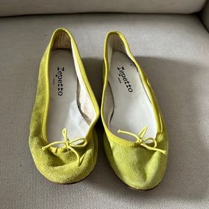 Repetto Suede Ballet Flats citron green 37